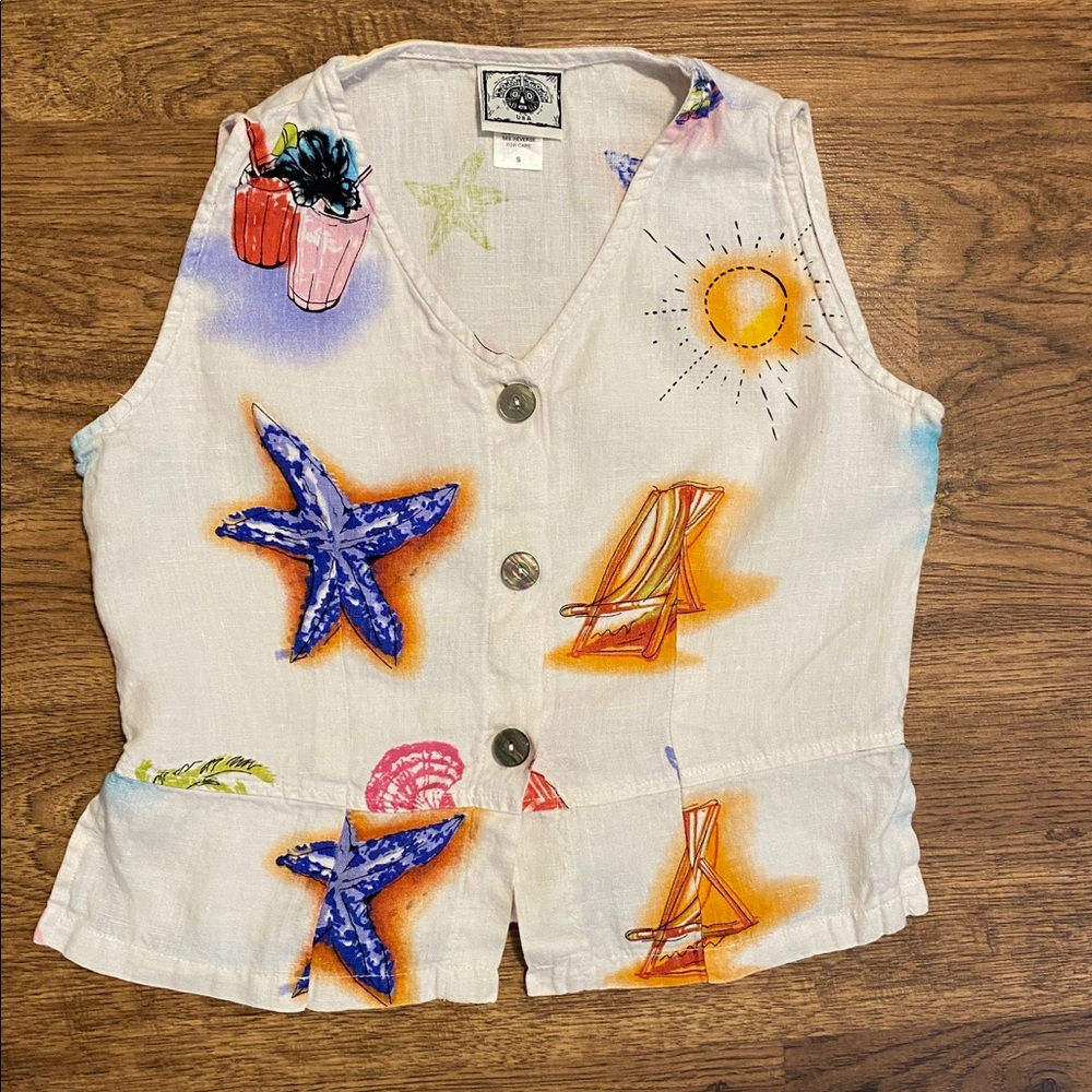 Beach Design Peplum Vest in Size Small